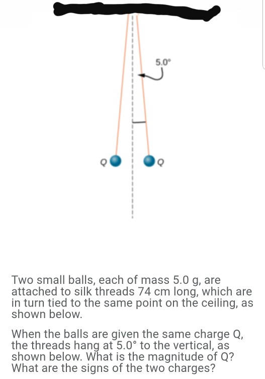 Solved 5.0 Two small balls, each of mass 5.0 g, are attached