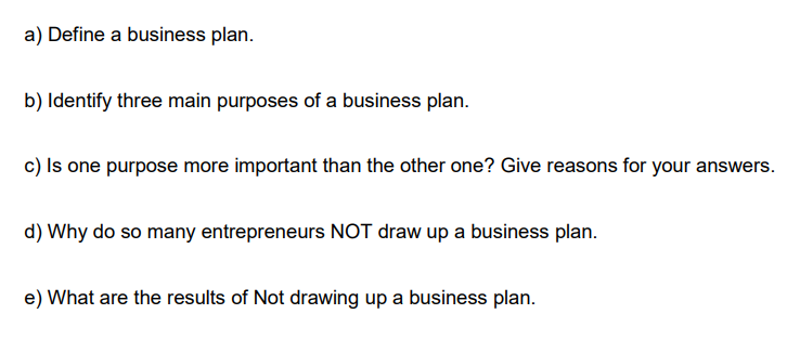 three main purposes of a business plan