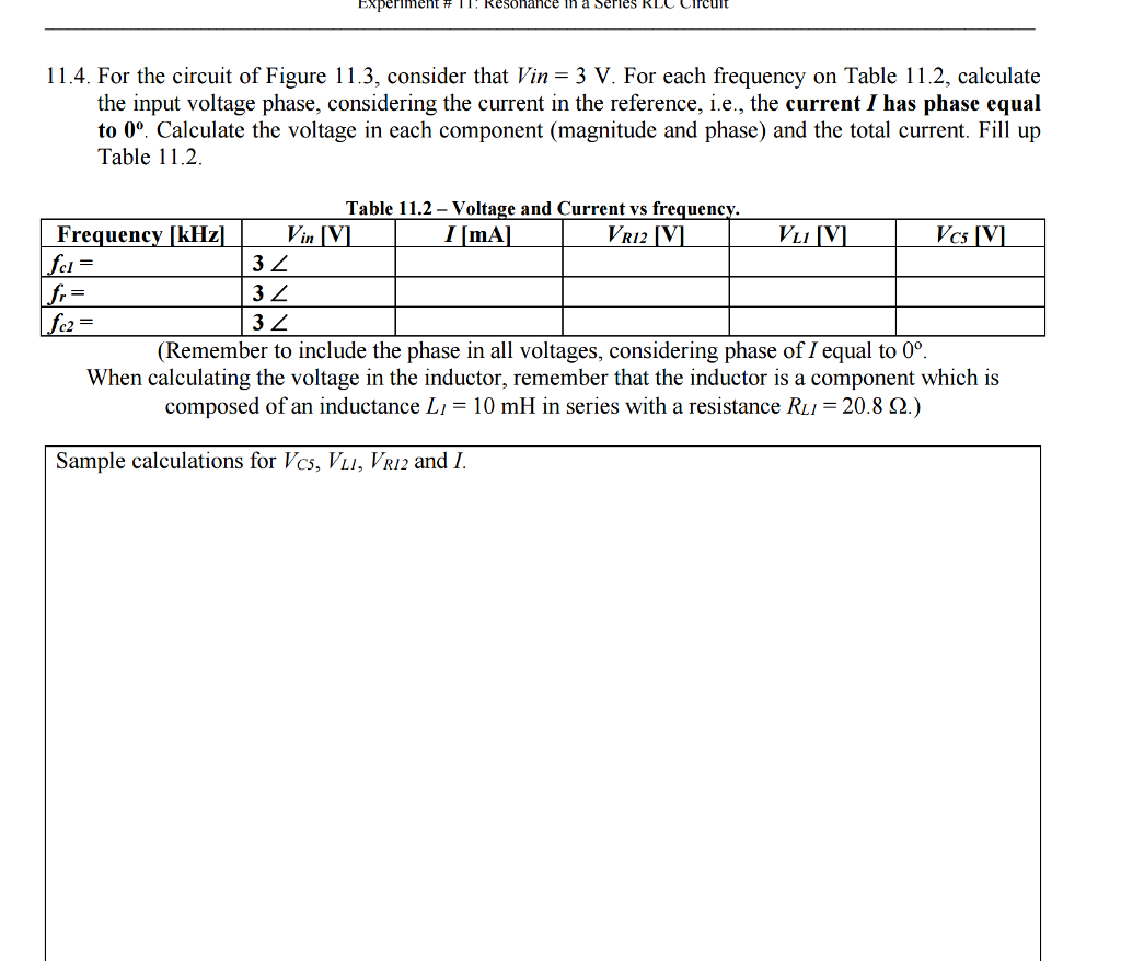 experiment rlc series resonance circuit