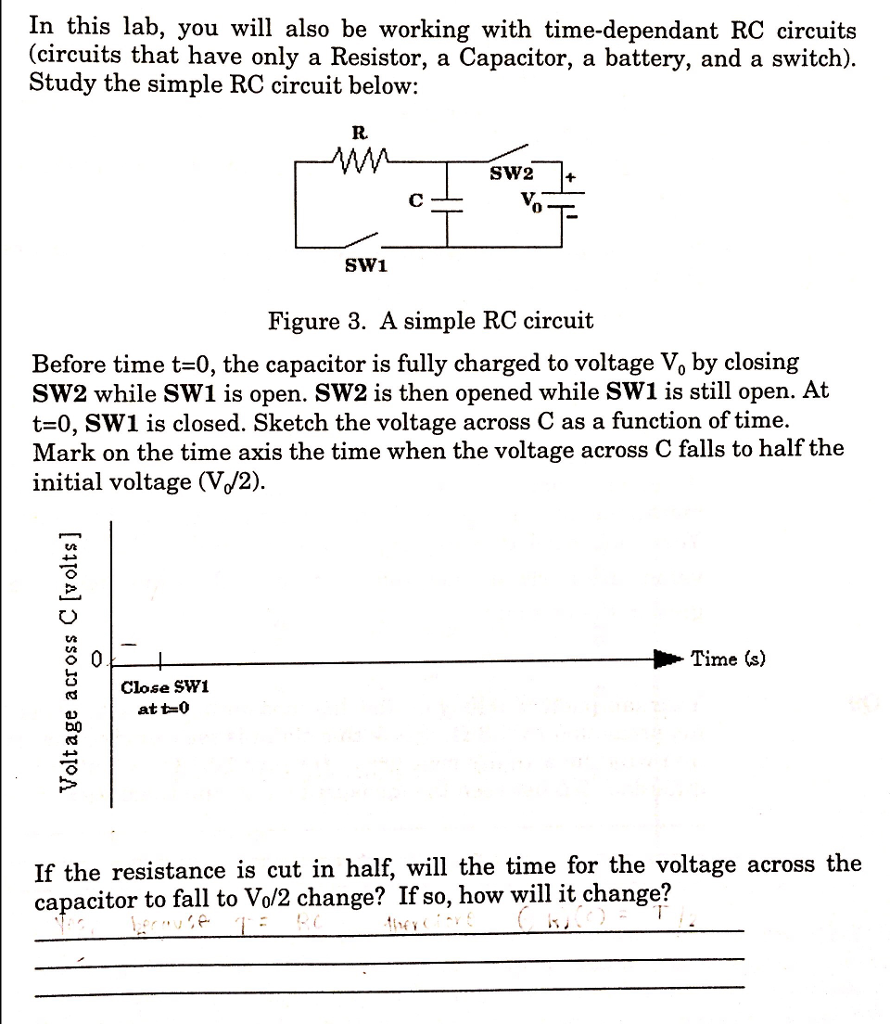 Solved Sketch the voltage across C as a function of time in | Chegg.com