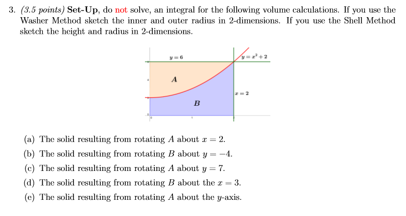 Solved An integral for the following volume calculations. If | Chegg.com