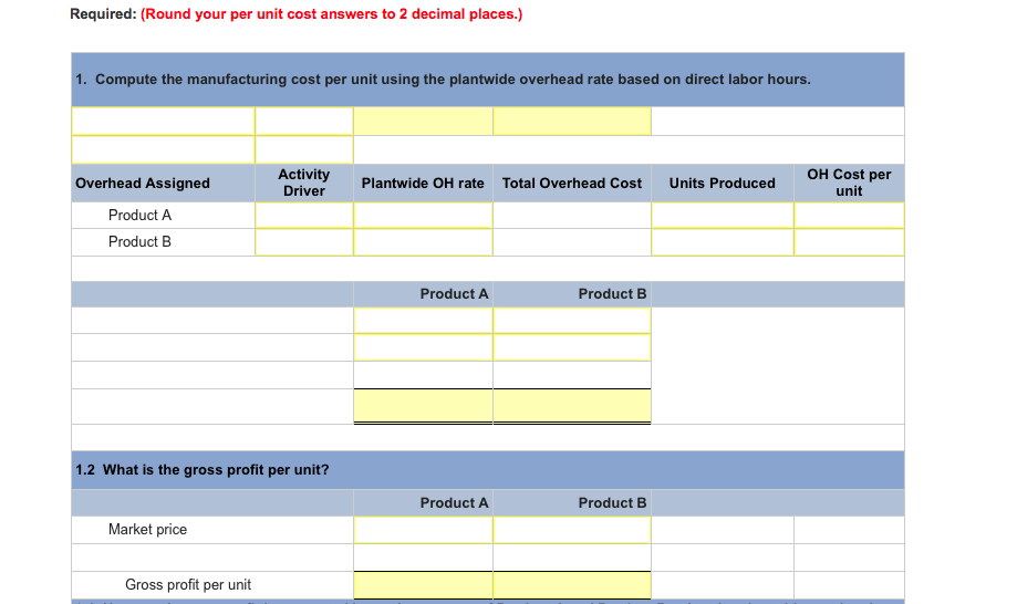 Solved The following data are for the two products produced | Chegg.com