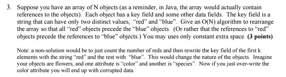 Solved 3. Suppose you have an array of N objects (as a | Chegg.com