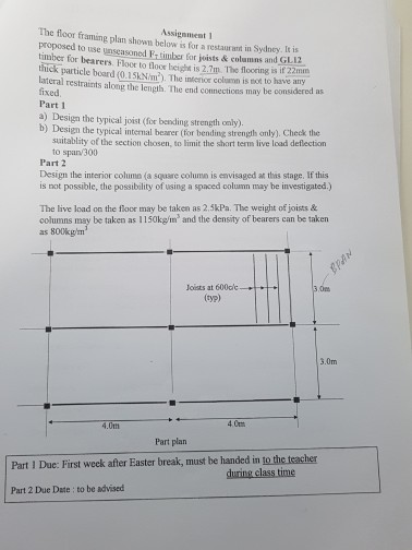 Solved The floor framing plan Assignment 1 proposed to shown | Chegg.com