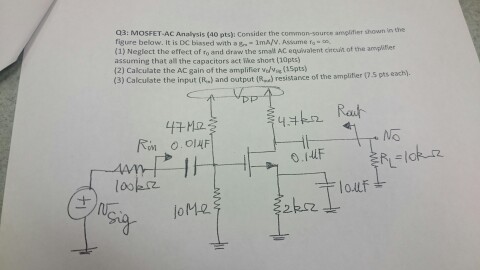 Solved Consider the common-source amplifier shown in the | Chegg.com