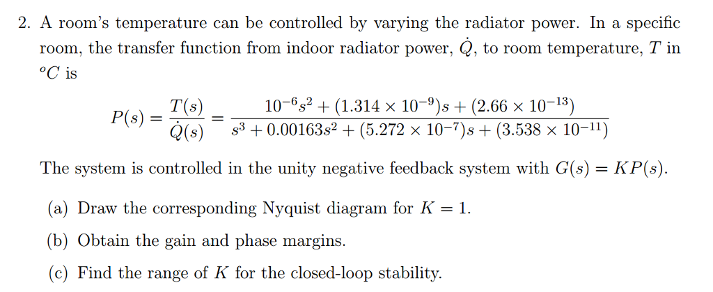 Solved A room's temperature can be controlled by varying the | Chegg.com