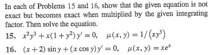 Solved In each of Problems 15 and 16, show that the given | Chegg.com