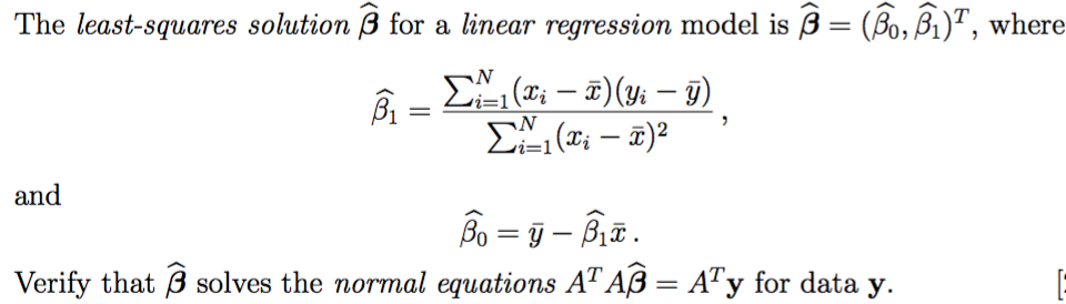 The least-squares solution for a linear regression | Chegg.com