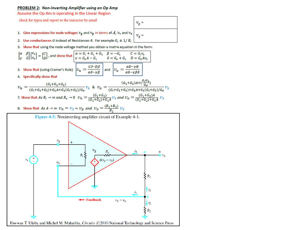 Solved PROBLEM 2: Non-Inverting Amplifier using an Op Amp | Chegg.com