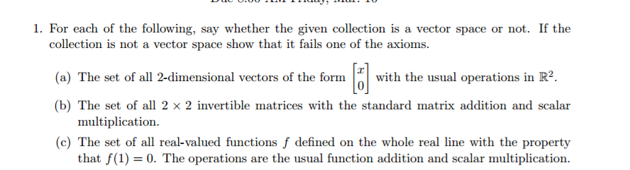 Solved For each of the following, say whether the given | Chegg.com
