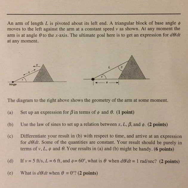 Solved An arm of length L is pivoted about its left end. A | Chegg.com