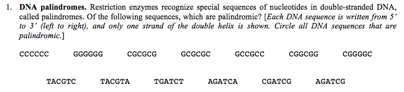 palindromic sequence recognized by restriction enzymes