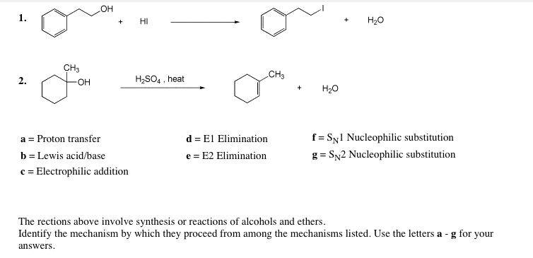 Solved OH 1. +HI +H20 CH3 CH3 2. OH H2SO4, Heat H20 A Proton | Chegg.com