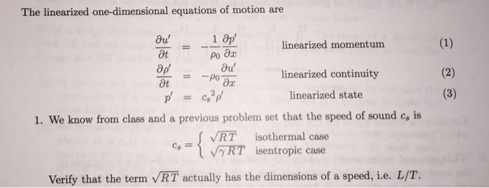 Solved Verify that the term sqrt(RT) actually has the | Chegg.com