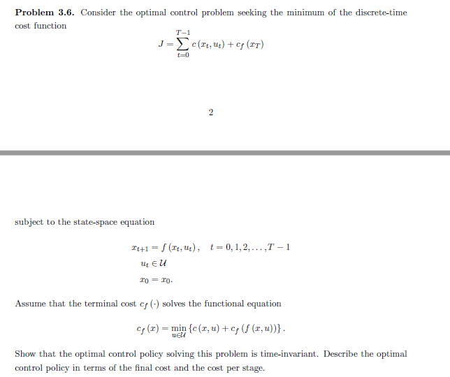 Consider the optimal control problem seeking the | Chegg.com