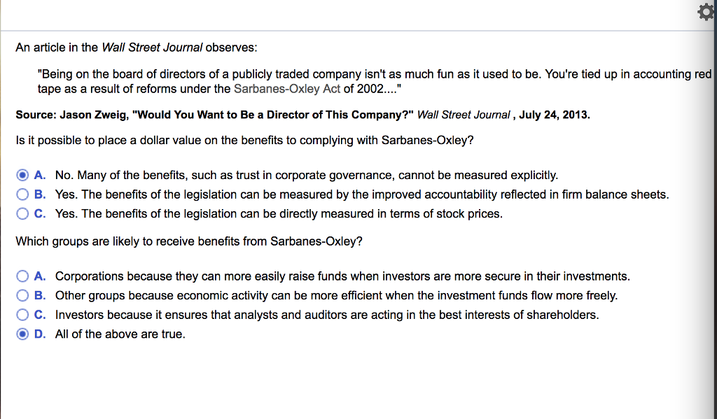 Solved An article in the Wall Street Journal observes: | Chegg.com