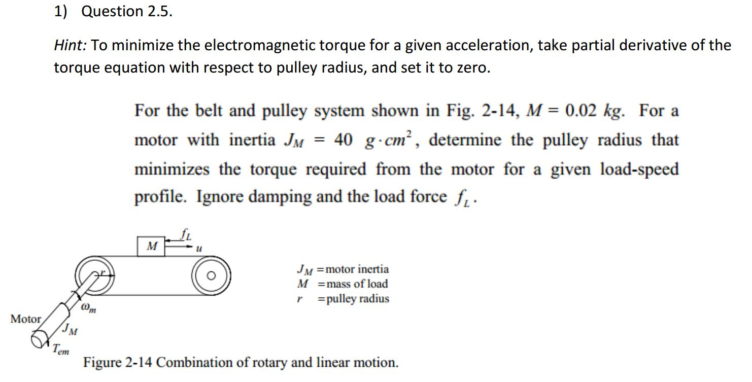 Solved For the belt and pulley system shown in Fig. 214, M