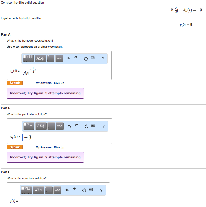 Solved What is the homogenous solution? Use A to represent | Chegg.com