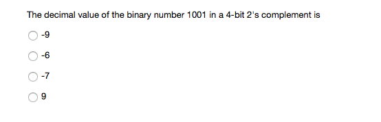 what is the decimal value of the binary number 1001