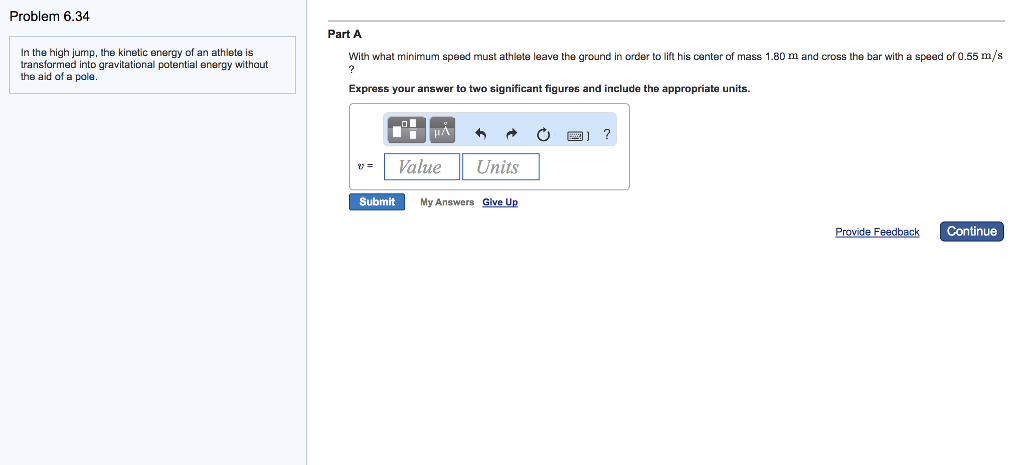 Solved Problem 6.34 Part A In the high jump, the kinetic | Chegg.com