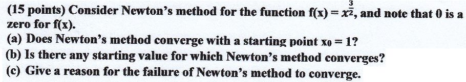 Solved Consider Newton's method for the function f(x) = | Chegg.com