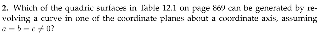 Solved 2. Which of the quadric surfaces in Table 12.1 on | Chegg.com