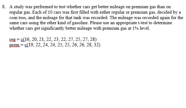 Solved A study was performed to test whether cars get better | Chegg.com