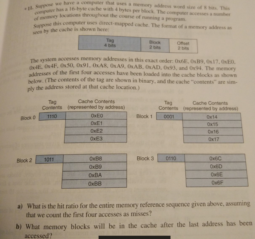 Read problem #11 on page 393. Use the same memory | Chegg.com