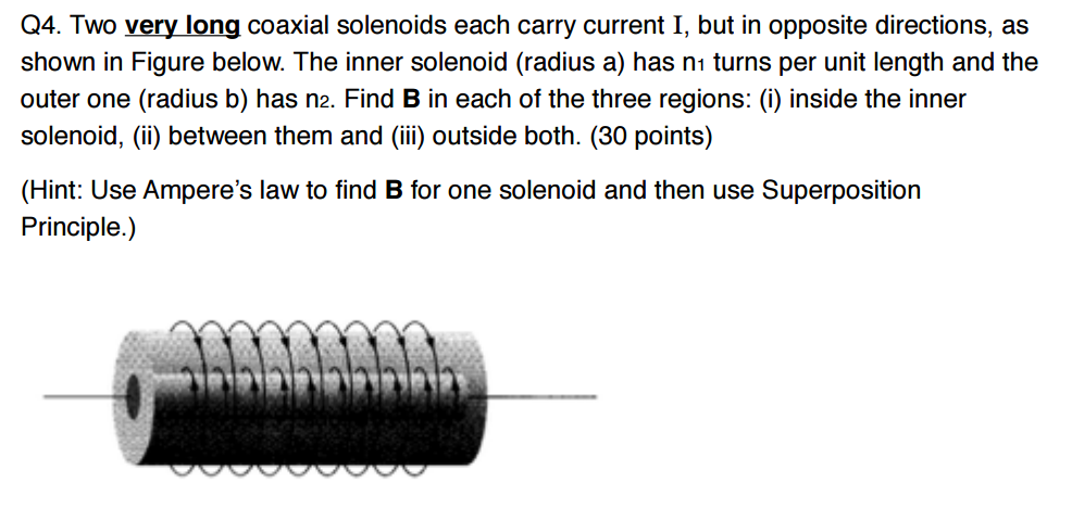 Solved Two very long coaxial solenoids each carry current I, | Chegg.com