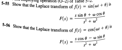laplace transform of sin theta