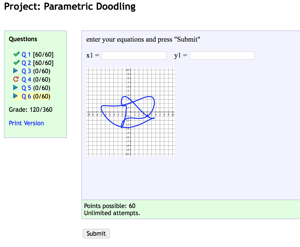 Project: Parametric Doodling Questions enter your | Chegg.com