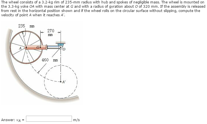 Solved The wheel consists of a 3.2-kg rim of 235-mm radius | Chegg.com