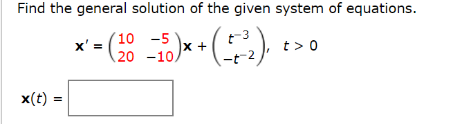 Solved Find the general solution of the given system of | Chegg.com