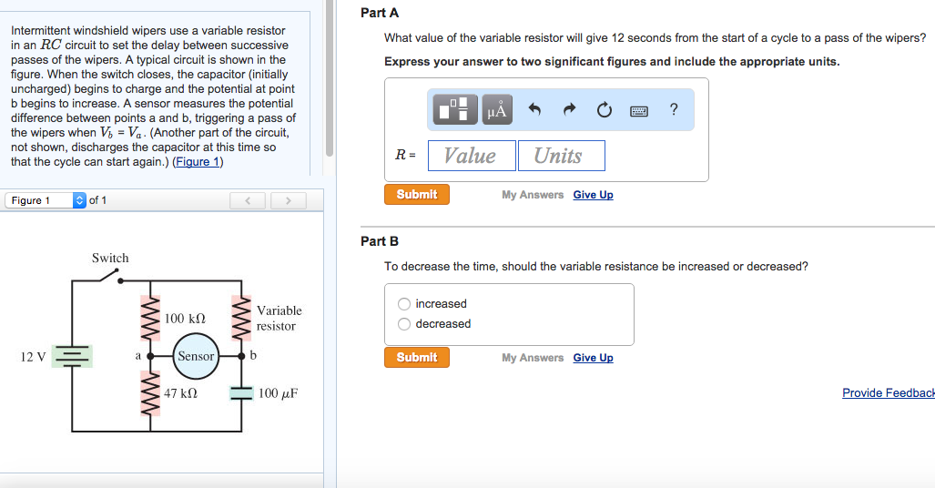 Solved Intermittent windshield wipers use a variable