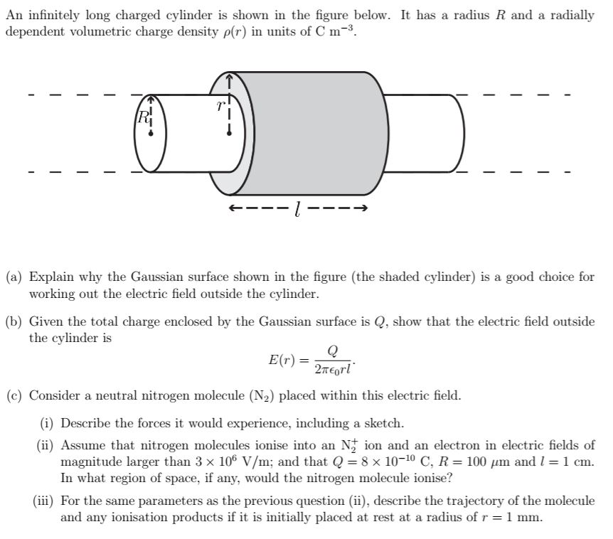 Solved An infinitely long charged cylinder is shown in the | Chegg.com