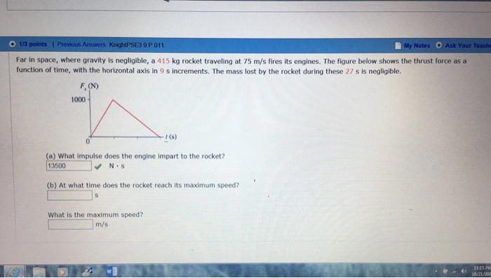 Solved For in space, where gravity is negligible, a 415 kg | Chegg.com