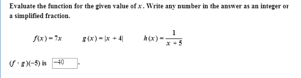 Solved Evaluate the function for the given value of x. | Chegg.com