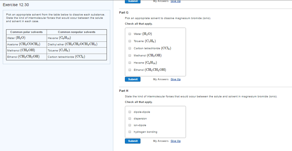 Solved Pick an appropriate solvent from the table below to | Chegg.com