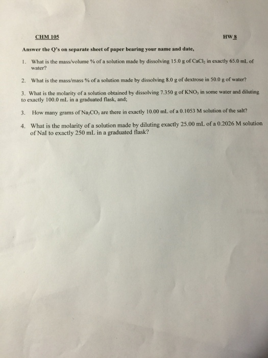 Solved Answer the Q's un sheet of paper bearing your name
