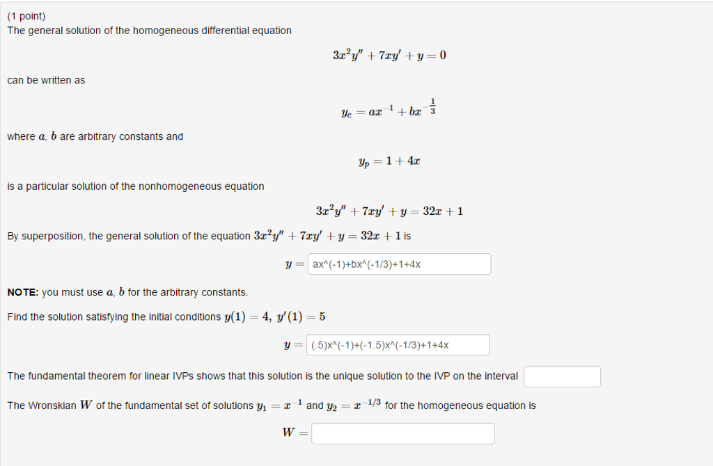 Solved The general solution of the homogeneous differential | Chegg.com