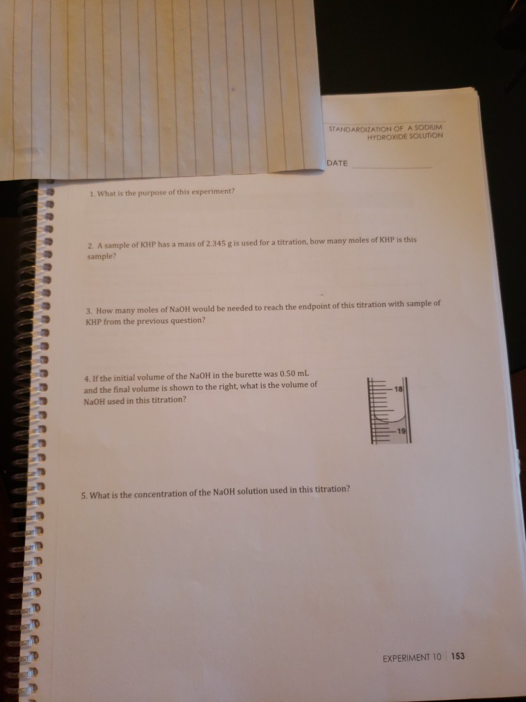 Solved STANDARDIZATION OF A SODIUM HYDROXIDE SOLUTION DATE | Chegg.com