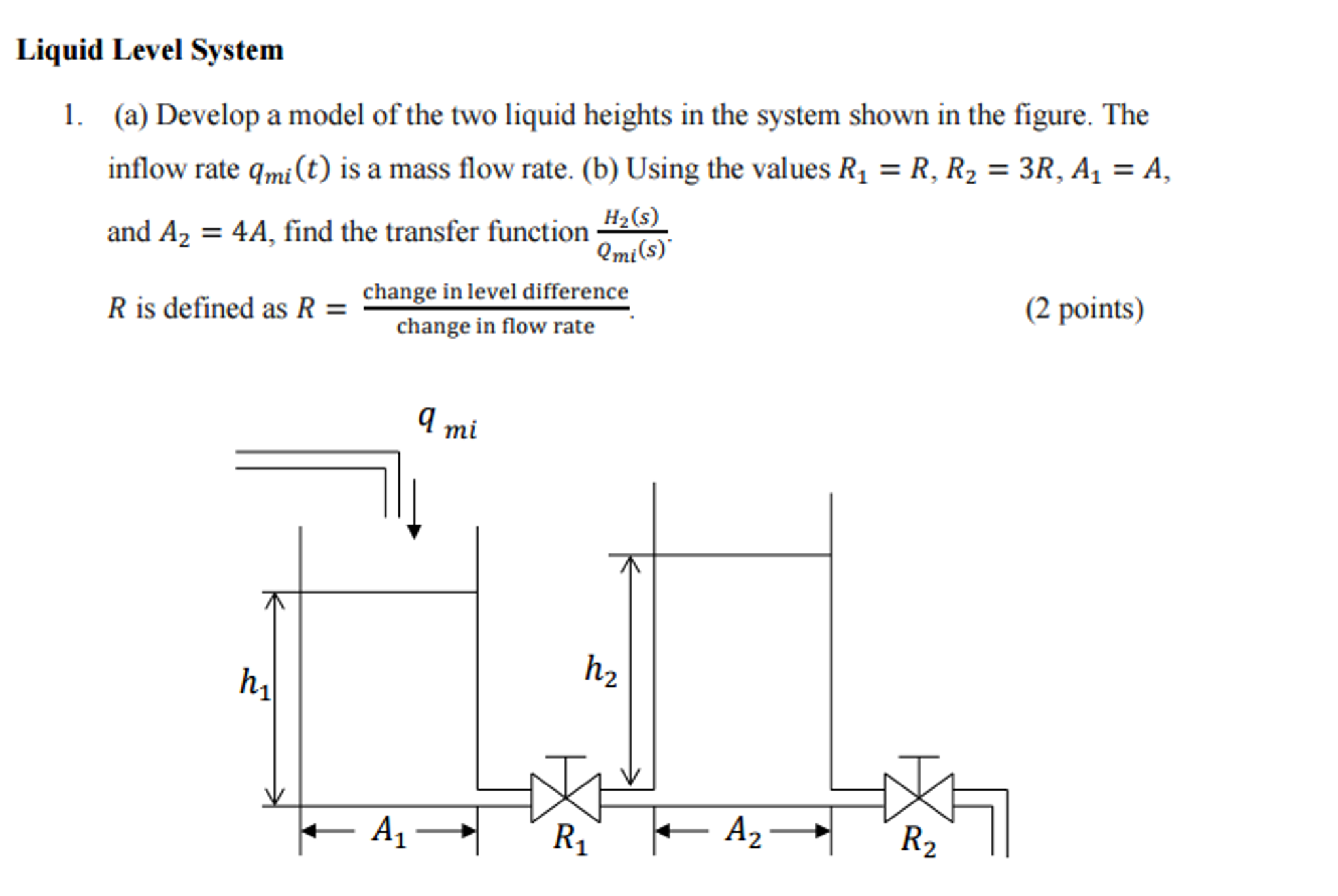 Solved Develop a model of the two liquid heights in the | Chegg.com