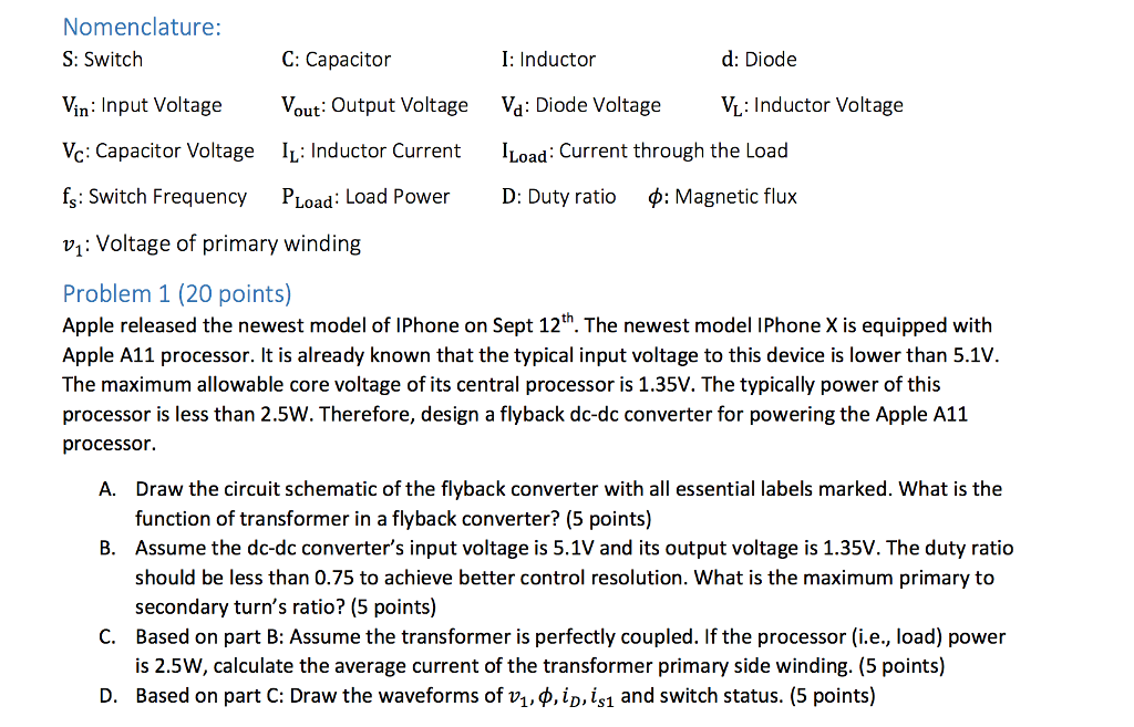 Solved Nomenclature S Switch C Capacitor I Inductor