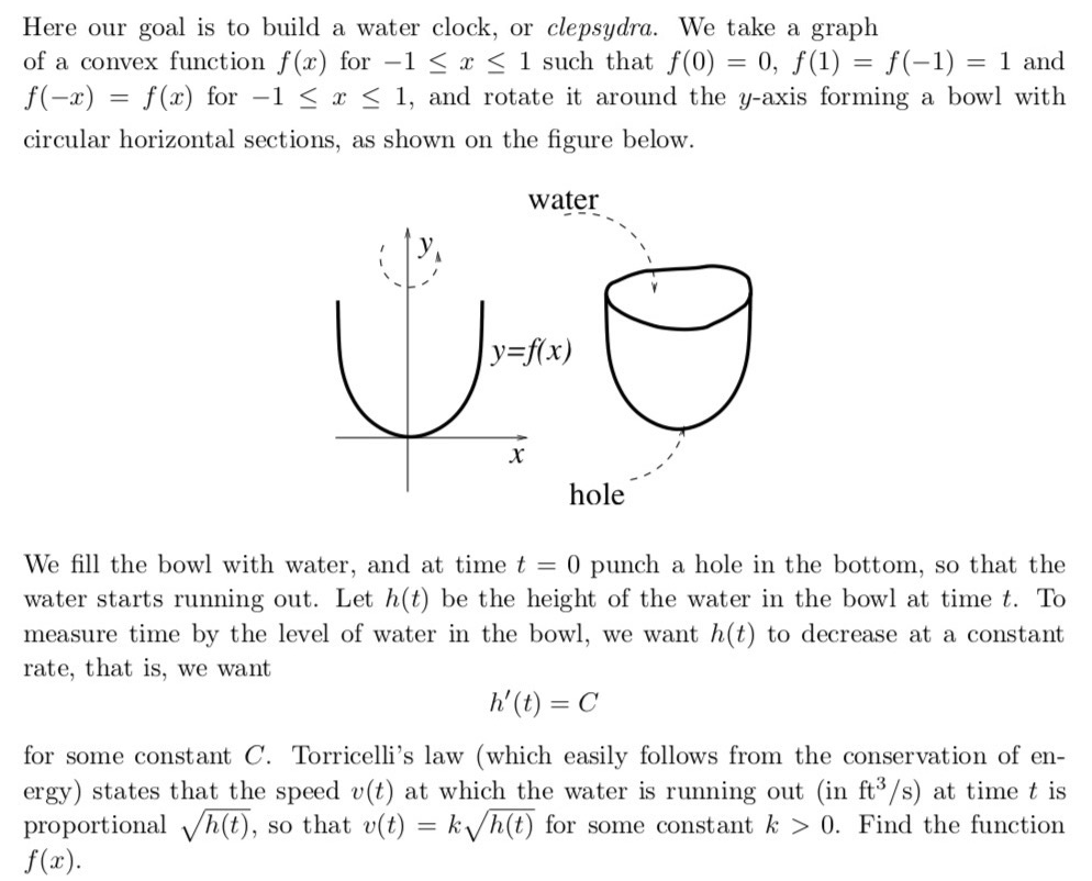 Solved Here Our Goal Is To Build A Water Clock Or Chegg