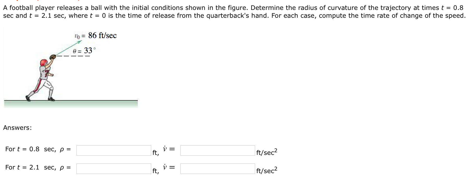 Solved A football player releases a ball with the initial