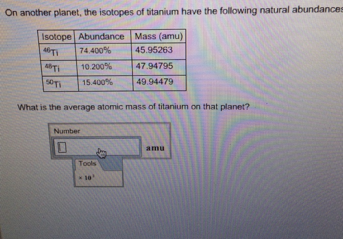 Solved On another planet, the isotopes of titanium have the | Chegg.com