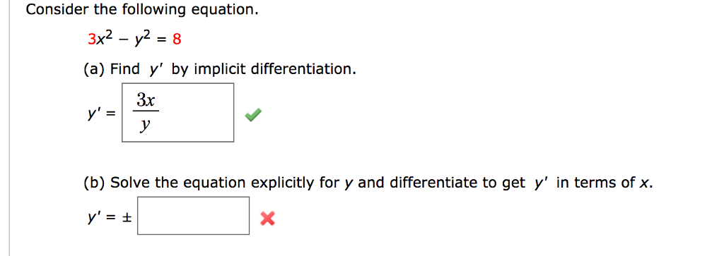 Solved Consider The Following Equation 3x2 Y2 8 A 1245