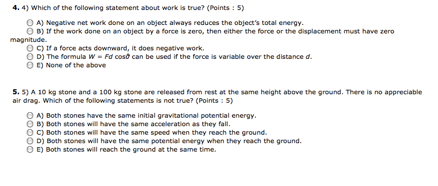 Solved 4. 4) Which Of The Following Statement About Work Is 