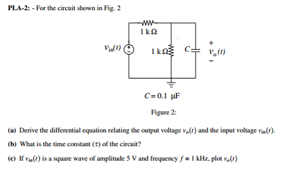 Solved For the circuit shown in Fig. 2 Figure 2: Derive | Chegg.com