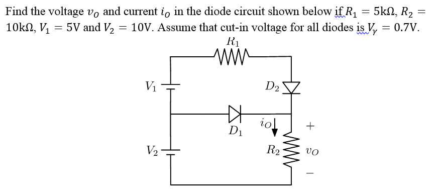 Solved Find the voltage Vo and current io in the diode | Chegg.com